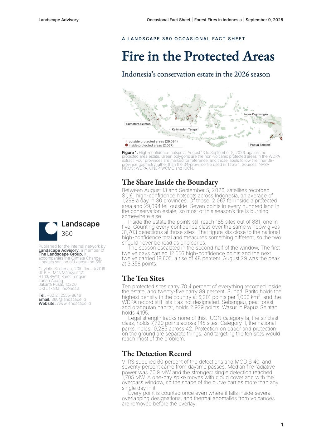 First page — Fire in the Protected Areas